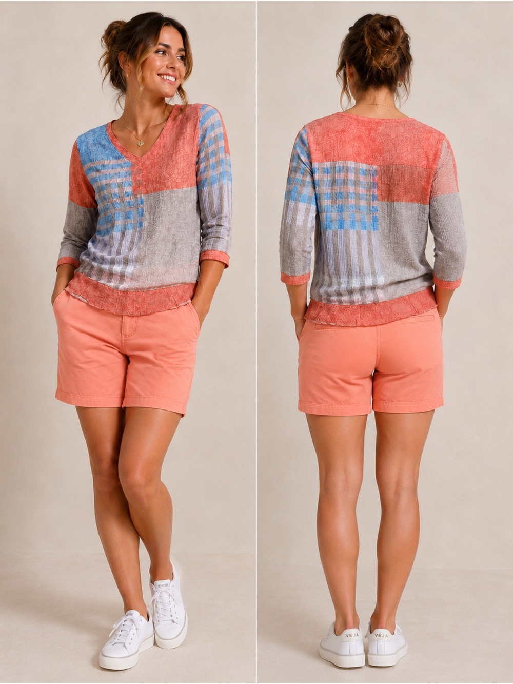 J.Crew Stretch Chino Bermuda Shorts Peach Coral Size 4 Classic Preppy Summer